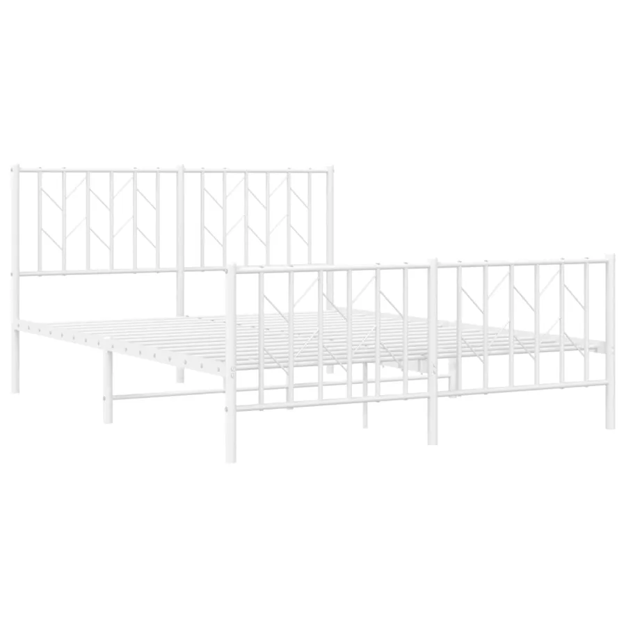 Cadre de lit métal sans matelas et pied de lit blanc 140x190 cm - 4