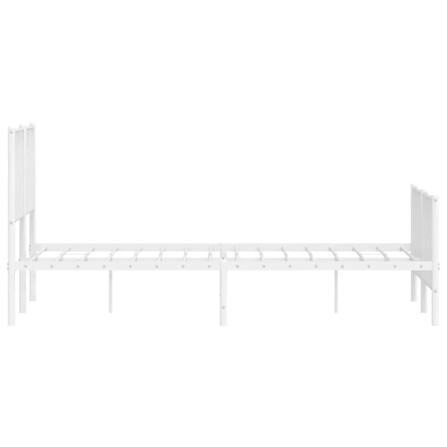 Cadre de lit métal sans matelas et pied de lit blanc 140x190 cm - 6