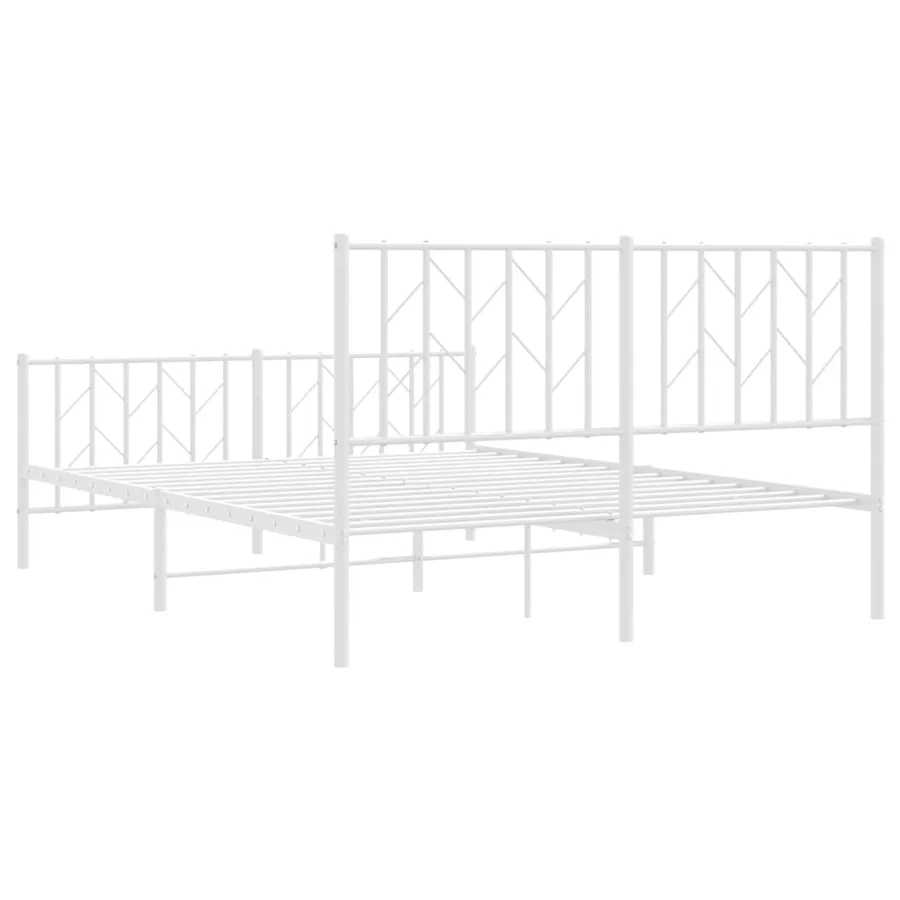 Cadre de lit métal sans matelas et pied de lit blanc 140x190 cm - 7
