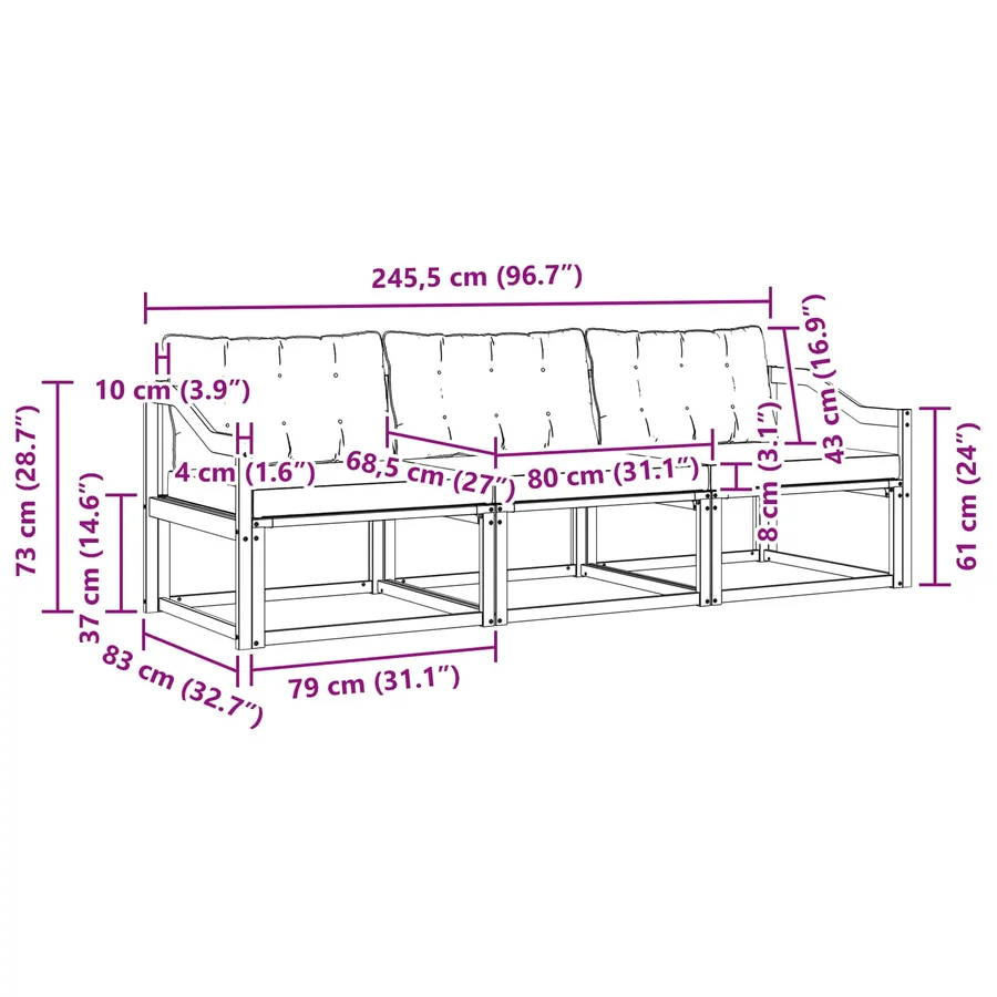 Ensemble de canapés d'extérieur 3 pcs Blanc et Beige - 6