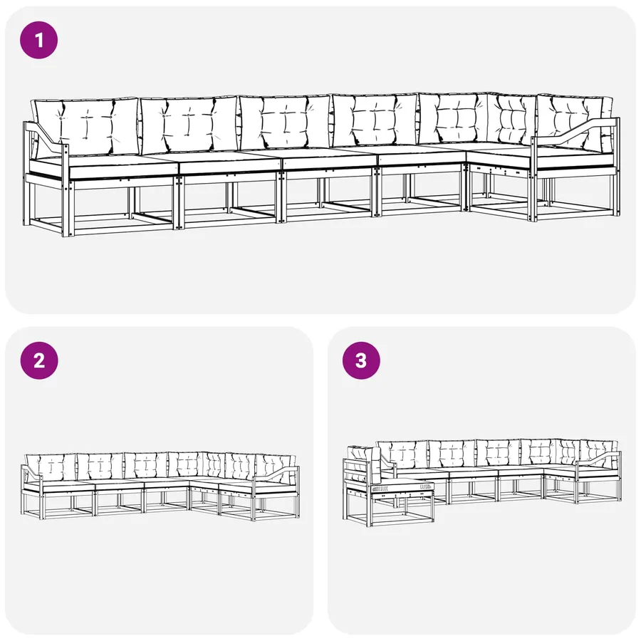 Ensemble de canapés d'extérieur 4 pcs Blanc et gris clair - 7