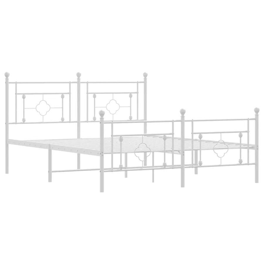 Cadre de lit métal sans matelas et pied de lit blanc 150x200 cm - 4