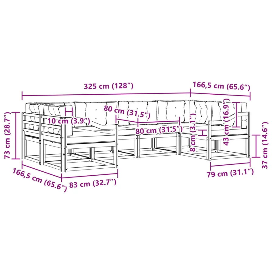 Ensemble de canapés d'extérieur 6 pcs Blanc et anthracite - 7