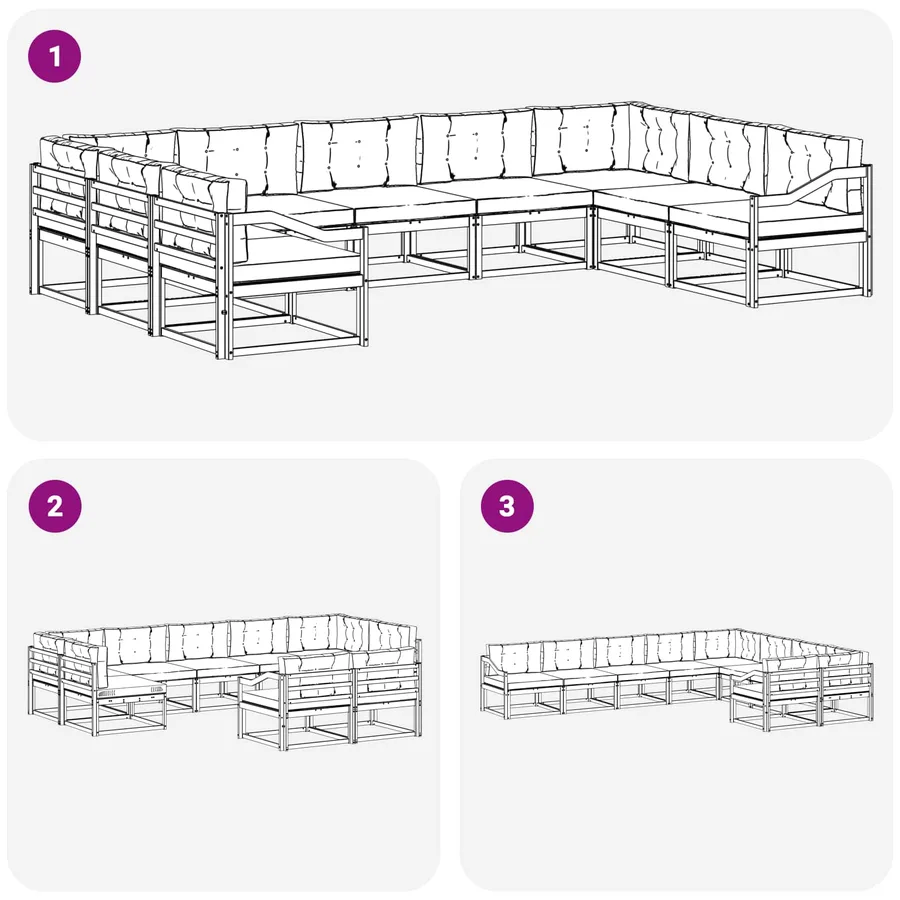 Ensemble de canapés d'extérieur 9 pcs Blanc et Beige - 7