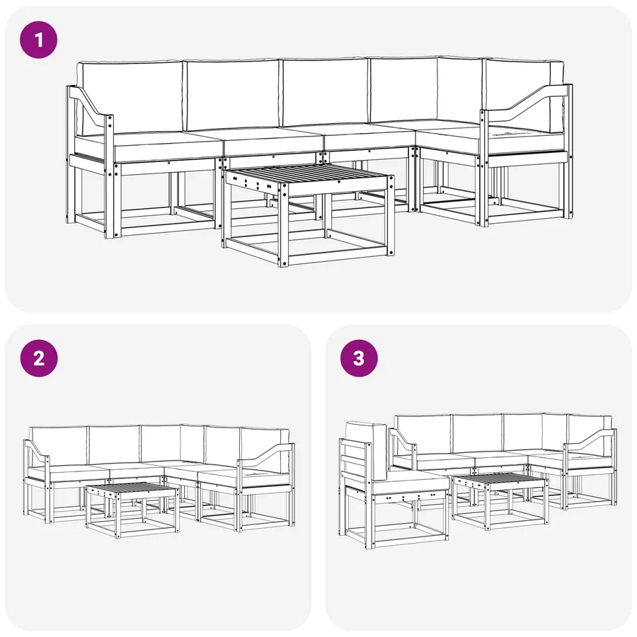 Ensemble de canapés d'extérieur 6 pcs Blanc et crème - 7