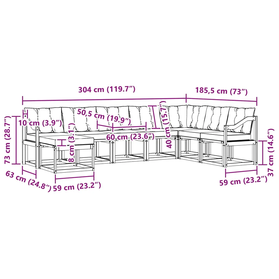 Ensemble de canapés d'extérieur 8 pcs Blanc et crème - 8
