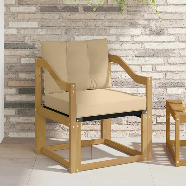 Canapé d’extérieur Bois d'Acacia Massif Blanc et beige