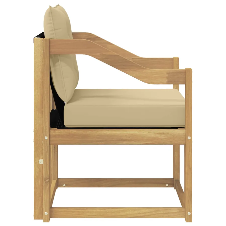 Canapé d’extérieur Bois d'Acacia Massif Blanc et beige - 6