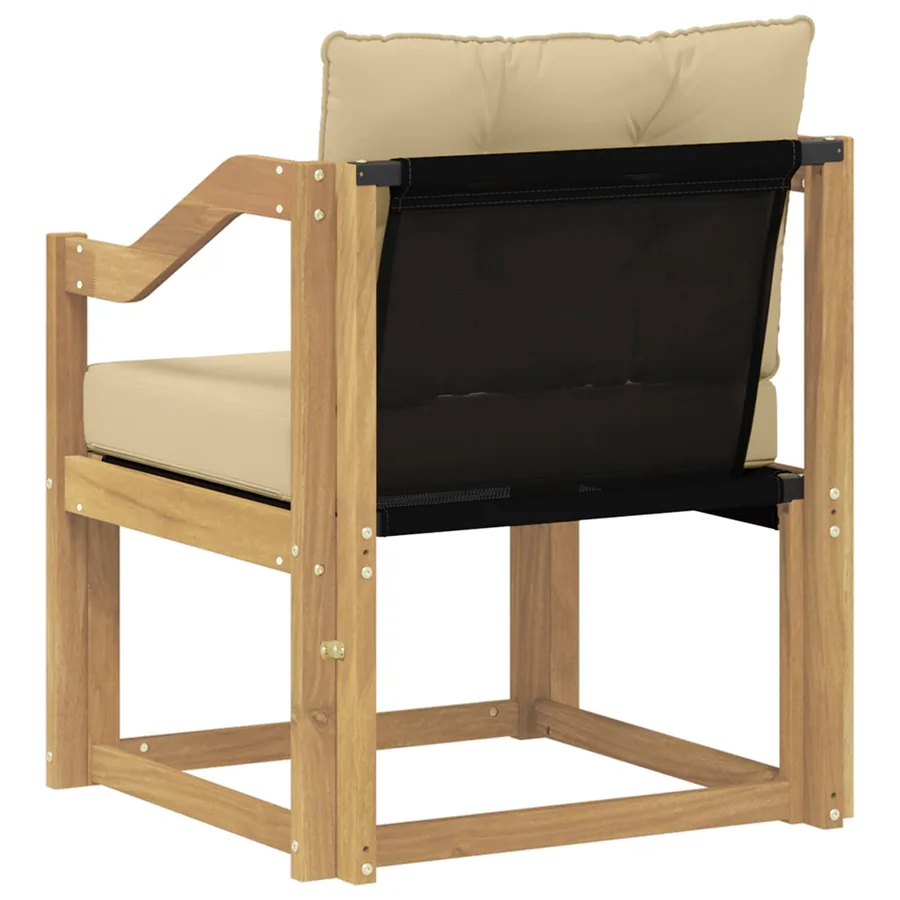 Canapé d’extérieur Bois d'Acacia Massif Blanc et beige - 7