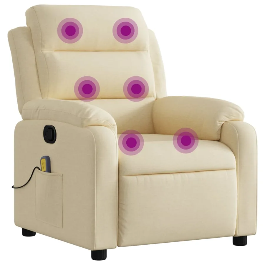 Fauteuil inclinable de massage crème tissu - 2