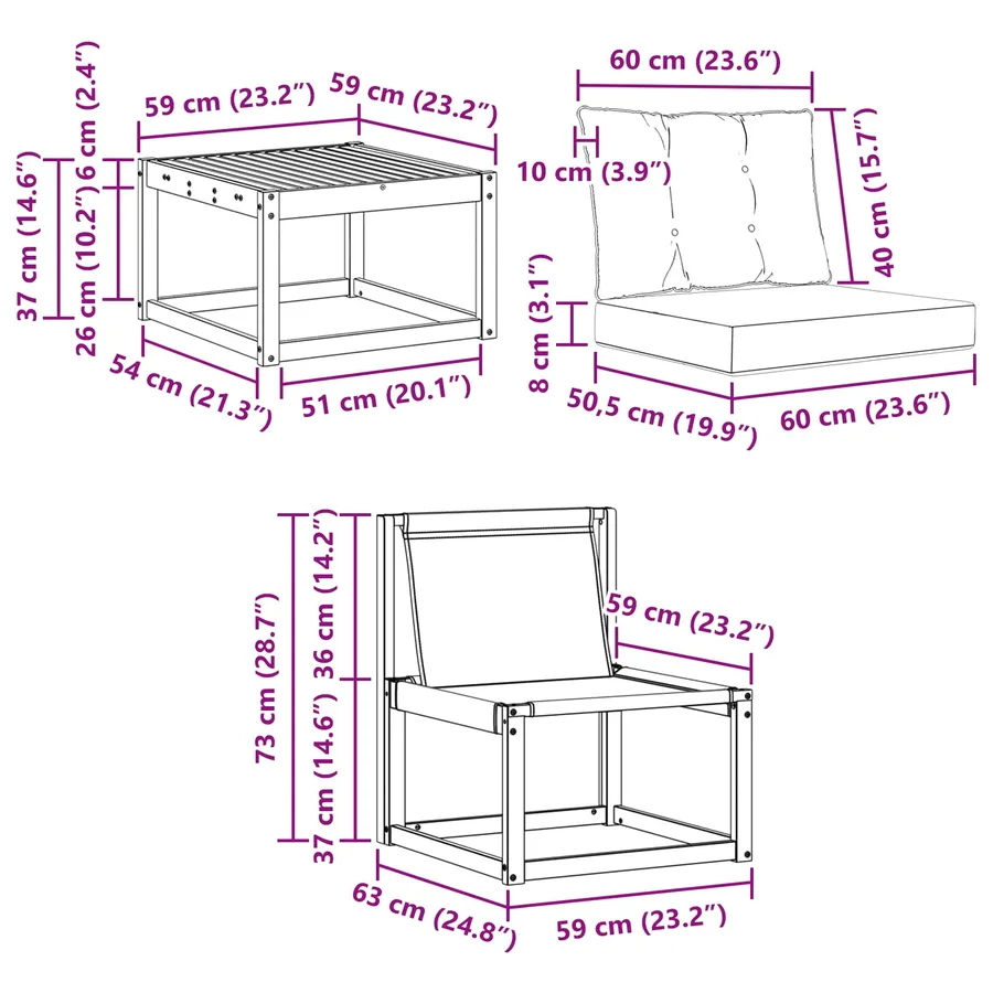 Ensemble de canapés d'extérieur 5 pcs Blanc et Beige - 8