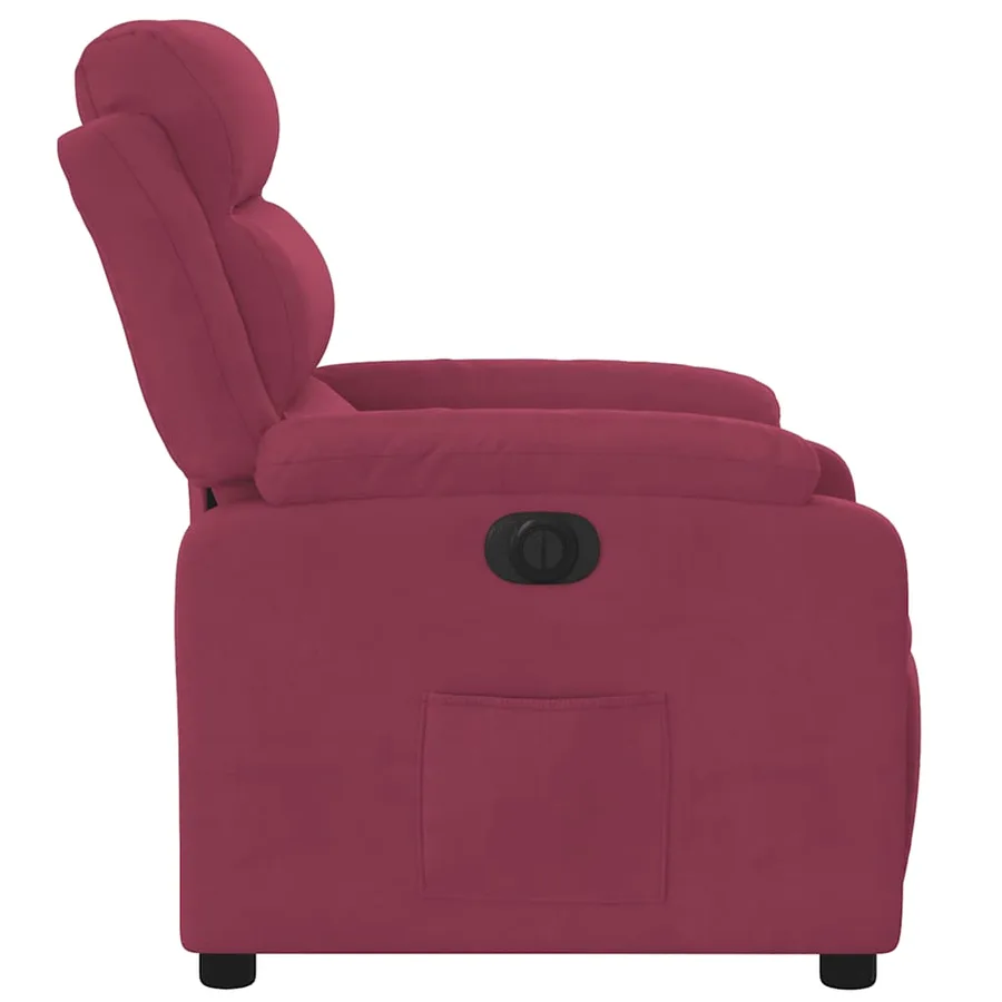 Fauteuil inclinable électrique rouge bordeaux velours - 10