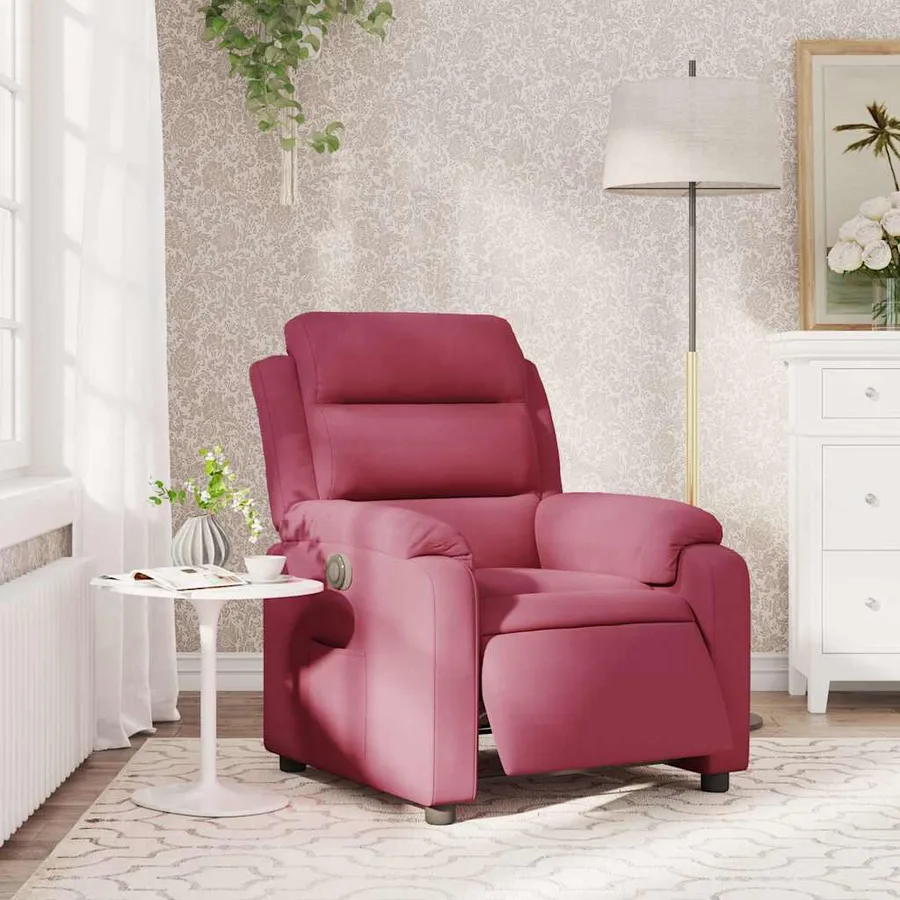 Fauteuil inclinable électrique rouge bordeaux velours - 16