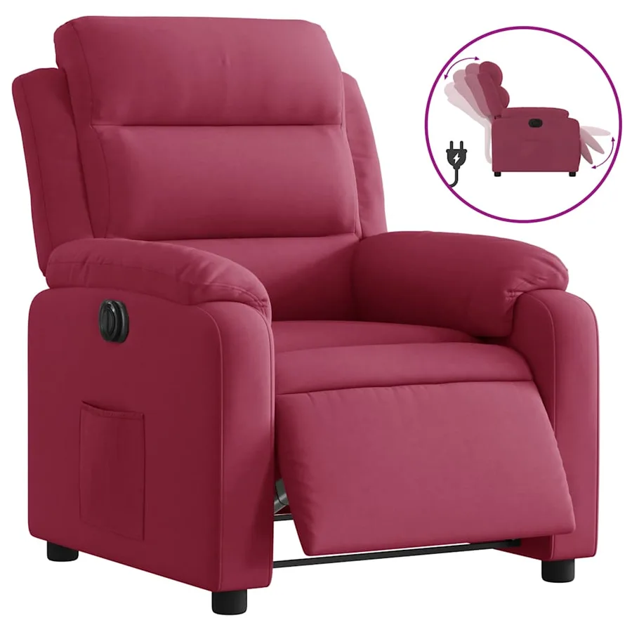 Fauteuil inclinable électrique rouge bordeaux velours - 2