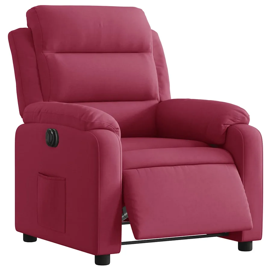 Fauteuil inclinable électrique rouge bordeaux velours - 3