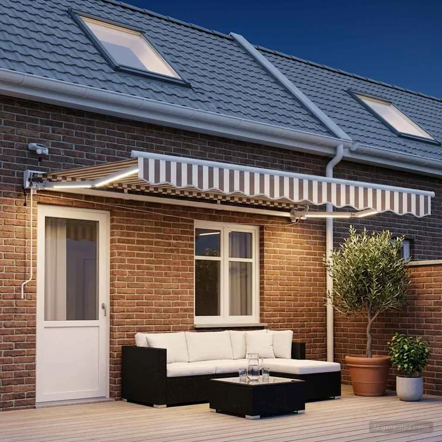Auvent rétractable électrique Gris clair et blanc 5 × 3,5 m