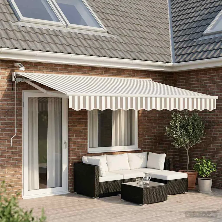 Auvent rétractable électrique Gris clair et blanc 5 × 3,5 m - 3
