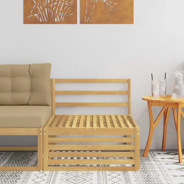 Sofa de milieu extérieur Bois d'Acacia Massif Blanc