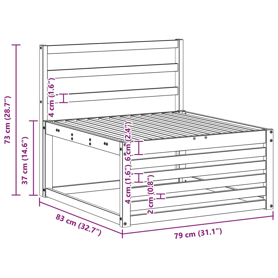 Sofa de milieu extérieur Bois d'Acacia Massif Blanc - 7