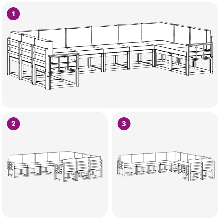 Ensemble de canapés d'extérieur 10 pcs Blanc et anthracite - 7