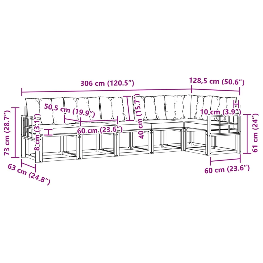 Ensemble de canapés d'extérieur 6 pcs Blanc et Beige - 9