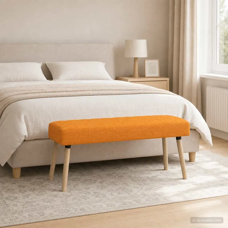Banc capitonné canal Jaune foncé 110 x 40 x 46 cm Tissu - 4