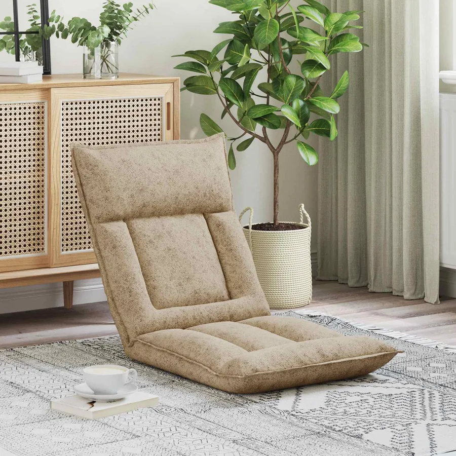 Fauteuil de sol ajustable Gris clair Tissu