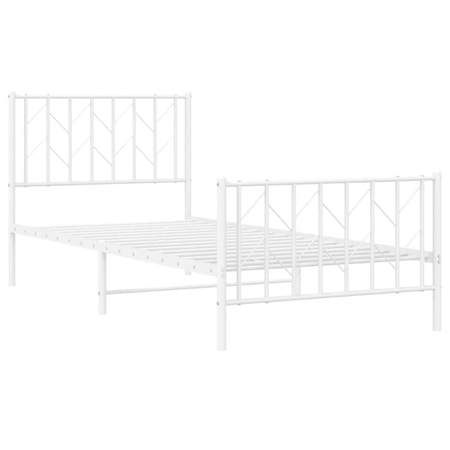 Cadre de lit métal sans matelas avec pied de lit blanc 90x200cm - 3