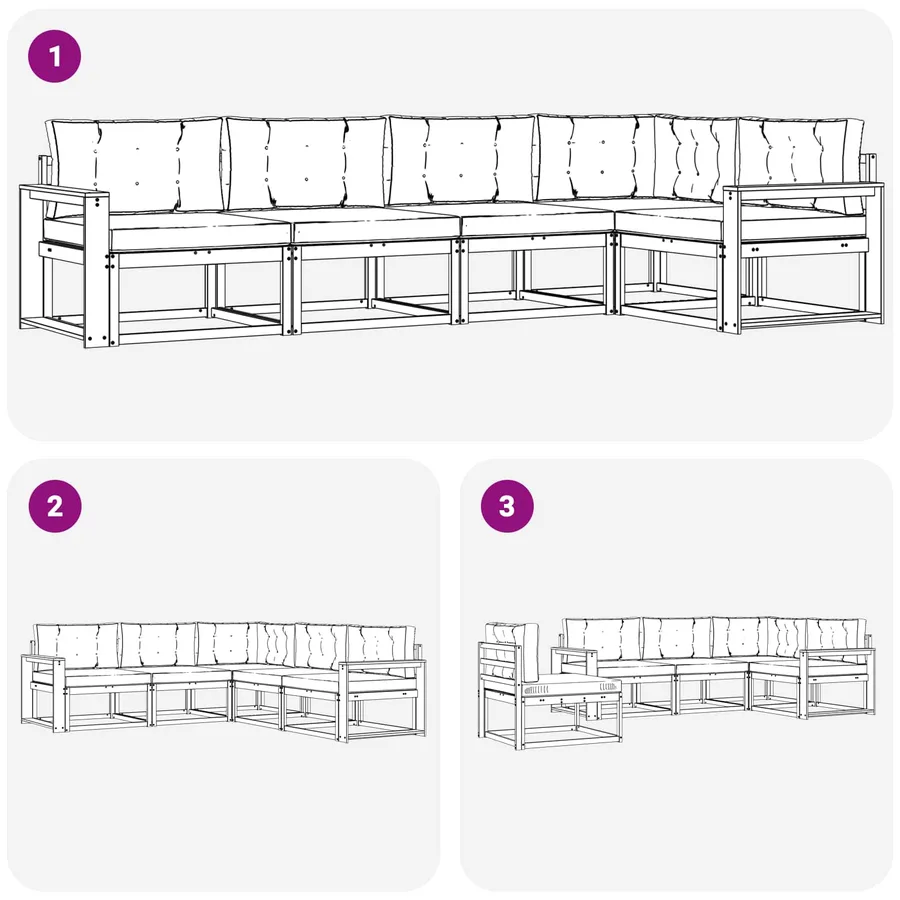 Ensemble de canapés d'extérieur 4 pcs Blanc et crème Polyester - 7