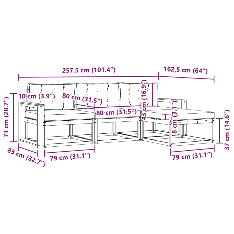 Ensemble de canapés d'extérieur 4 pcs Blanc et crème Polyester - 6