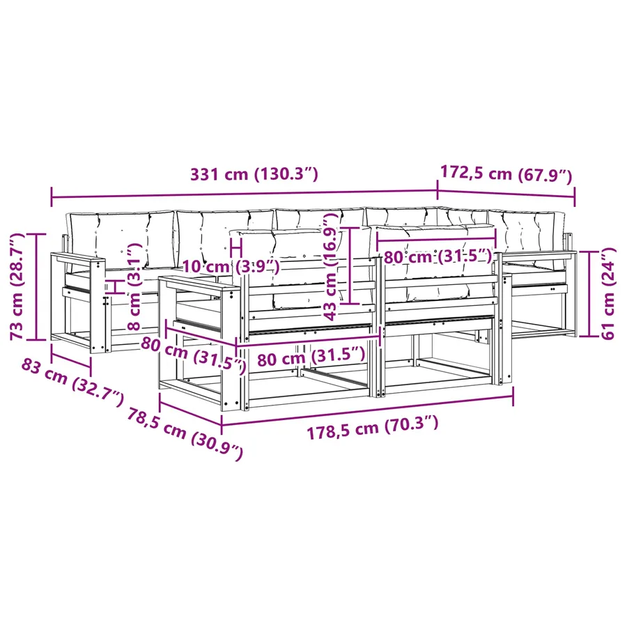 Ensemble de canapés d'extérieur 6 pcs Blanc et anthracite - 7