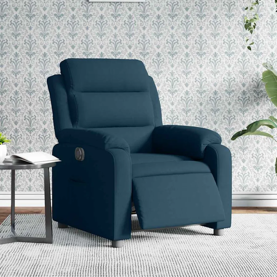 Fauteuil inclinable électrique bleu velours