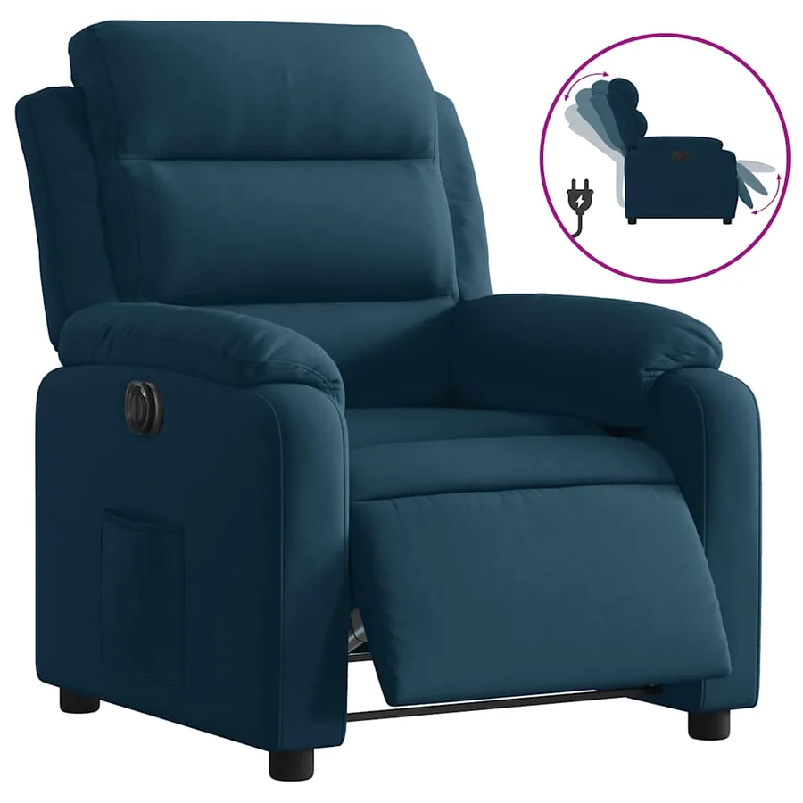 Fauteuil inclinable électrique bleu velours - 2