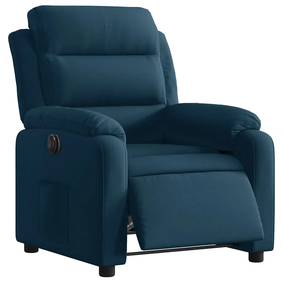 Fauteuil inclinable électrique bleu velours - 3