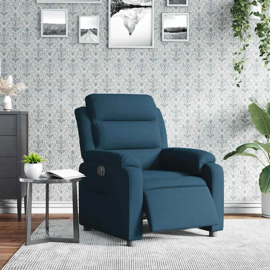Fauteuil inclinable électrique bleu velours - 4