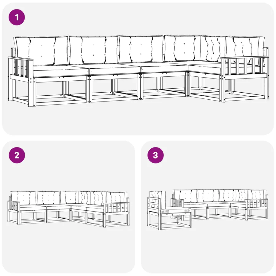 Ensemble de canapés d'extérieur 4 pcs Blanc et Beige Polyester - 7