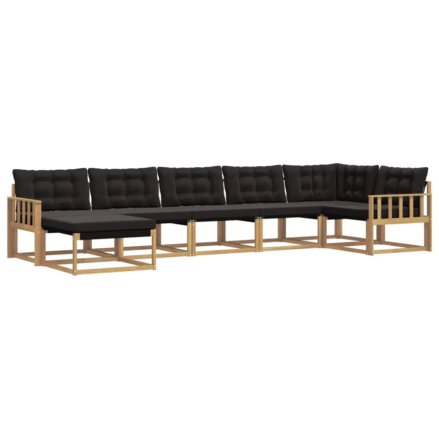 Ensemble de canapés d'extérieur 7 pcs Blanc et noir - 2