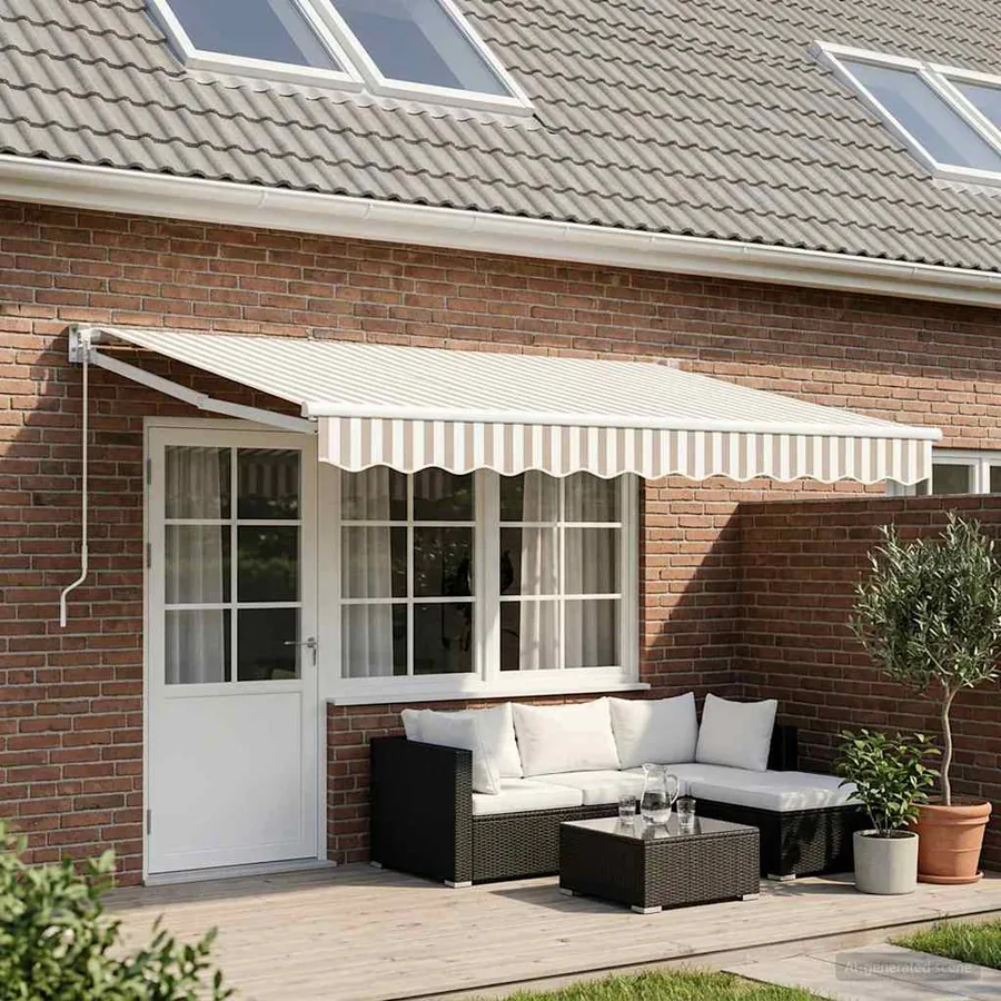 Auvent rétractable Gris clair et blanc 4,5 × 3 m