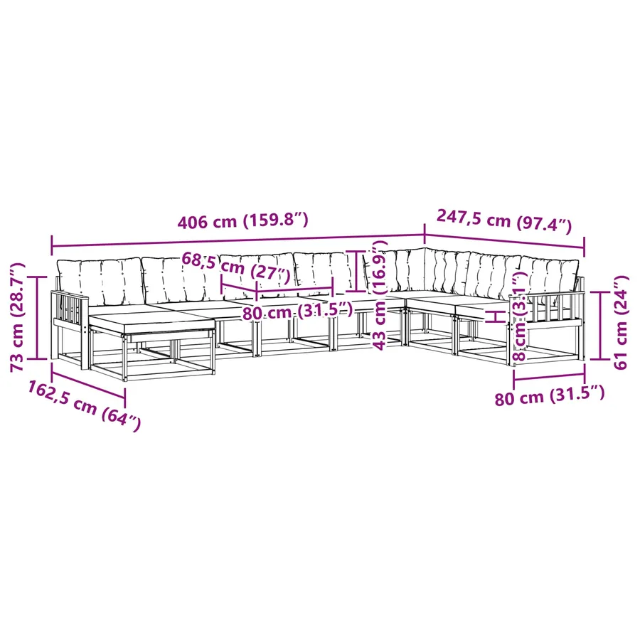 Ensemble de canapés d'extérieur 8 pcs Blanc et crème - 10