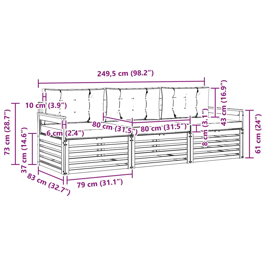 Ensemble de canapés d'extérieur 3 pc Blanc et anthracite - 6