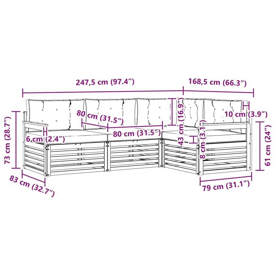 Ensemble de canapés d'extérieur 5 pc Blanc et anthracite - 7