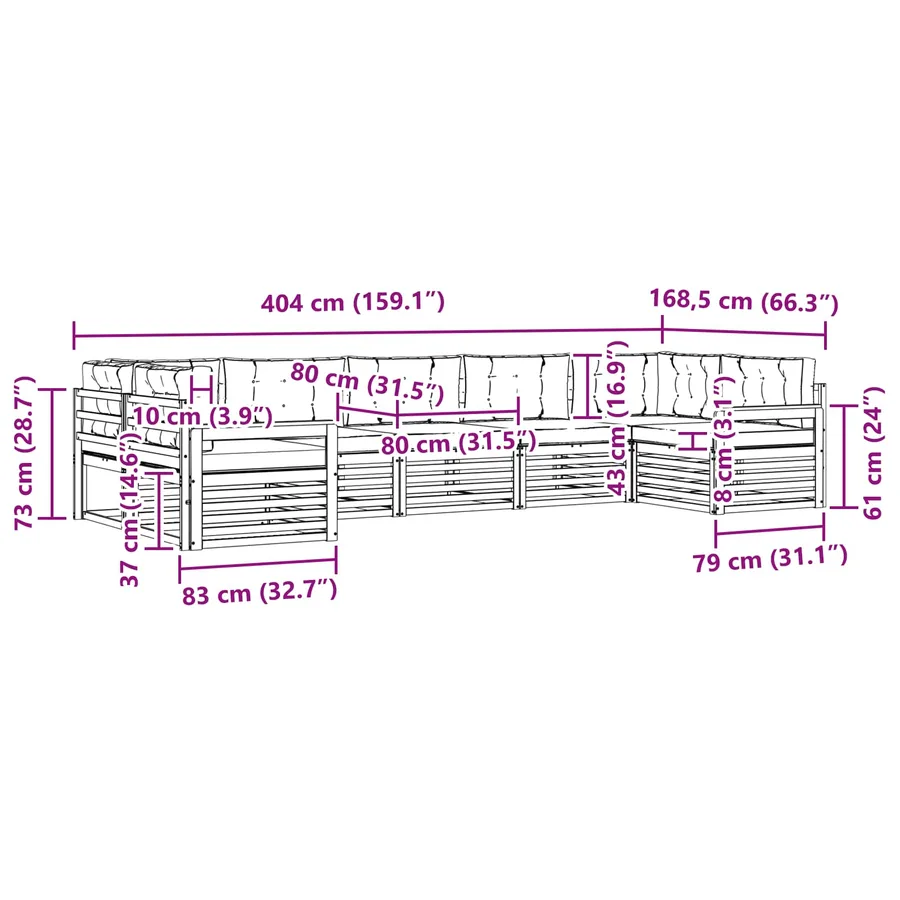 Ensemble de canapés d'extérieur 7 pc Blanc et Beige - 7