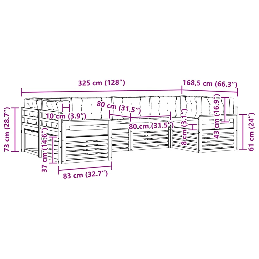 Ensemble de canapés d'extérieur 6 pc Blanc et gris clair - 7