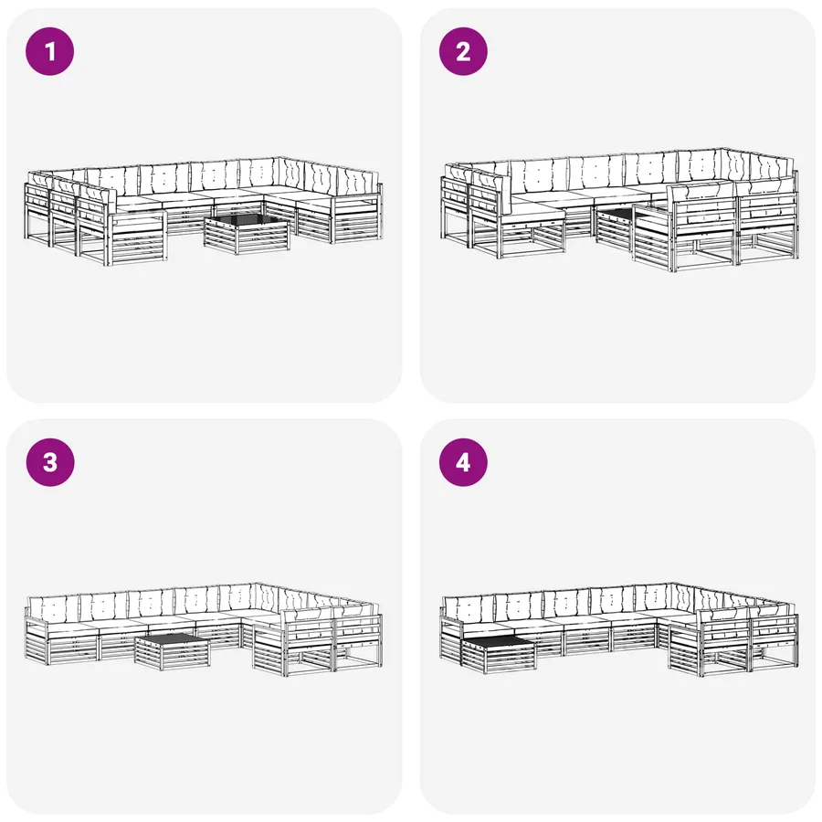 Ensemble de canapés d'extérieur 10 pc Blanc et Beige - 7