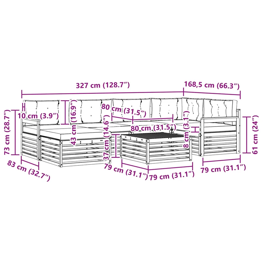 Ensemble de canapés d'extérieur 7 pc Blanc et anthracite - 8