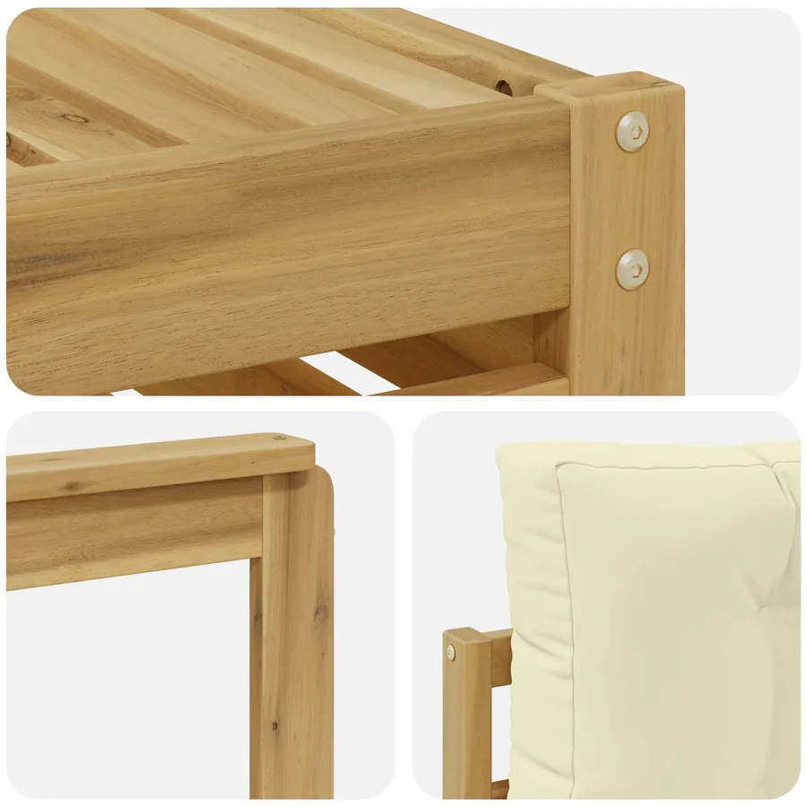 Ensemble de canapés d'extérieur 9 pc Blanc et crème Polyester - 6