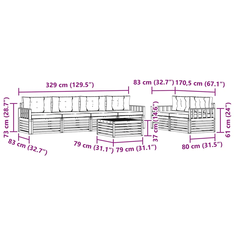 Ensemble de canapés d'extérieur 7 pc Blanc et crème Polyester - 7