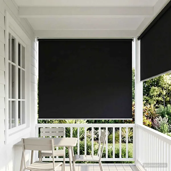 Store roulant extérieur protection UV Noir 185 x 140 cm (L x H)
