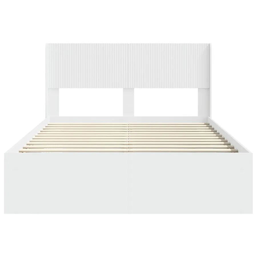 Cadre de lit avec rangement et tête de lit Blanc 120 x 190 cm - 5