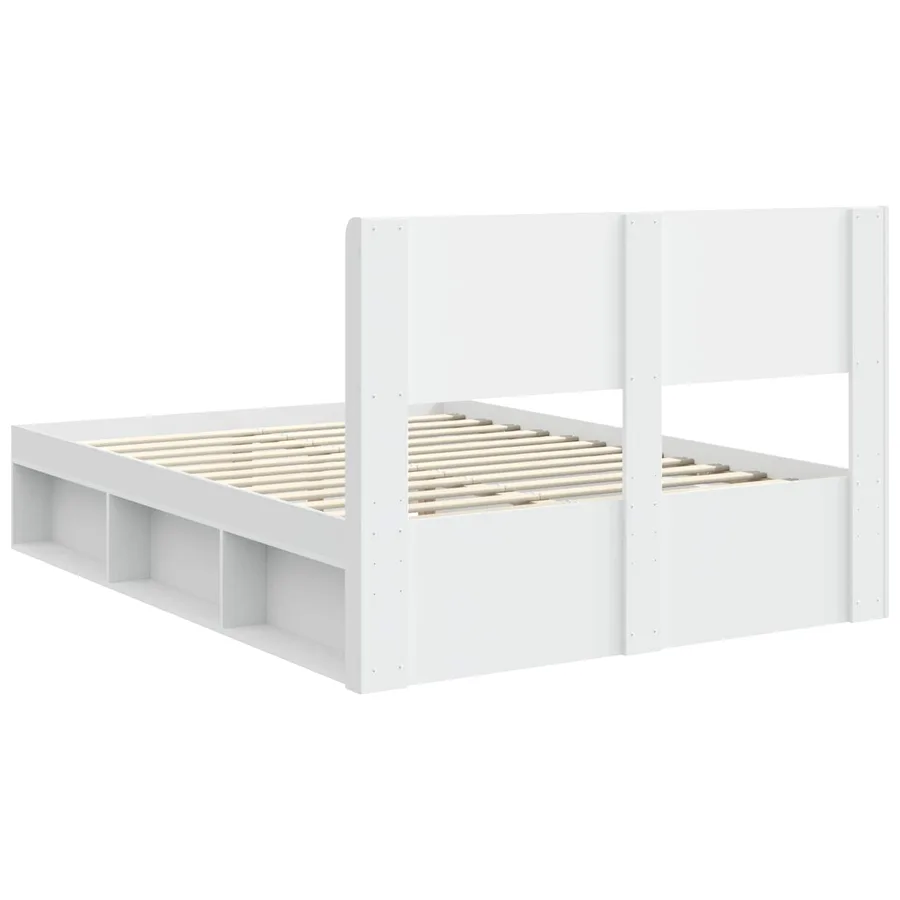 Cadre de lit avec rangement et tête de lit Blanc 120 x 190 cm - 7